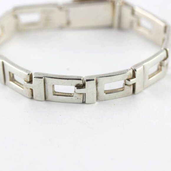GUCCI Cut Out G Logo Link Chain Bracelet 6" Silver 925 Auth #09510 - Picture 1 of 4